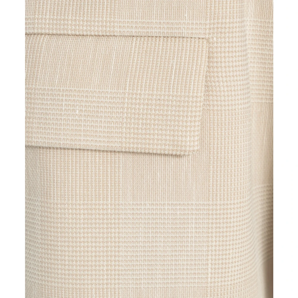 Kaos Beige Glencheck Blazer met Taille Riem Beige Dames