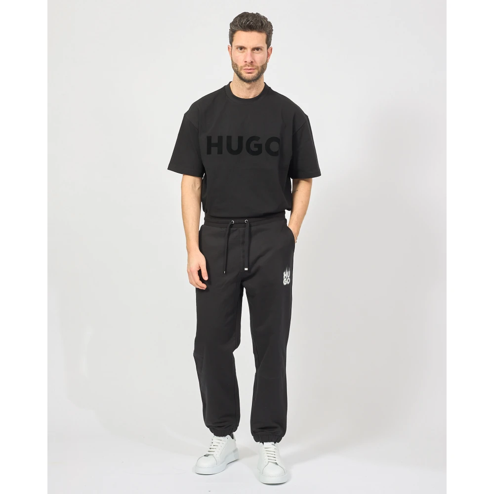 Hugo Boss Zwarte Sweater French Terry Relaxte Pasvorm Black Heren