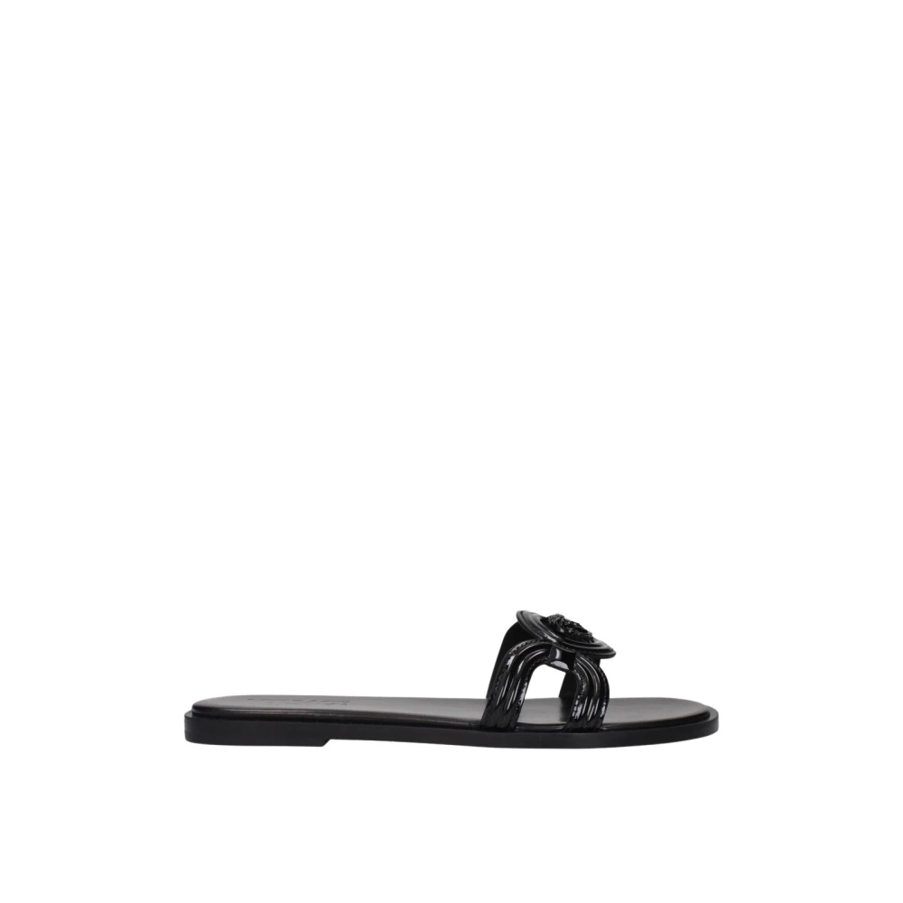 Versace Black Leather Slippers - EU37/US7 - Image 2