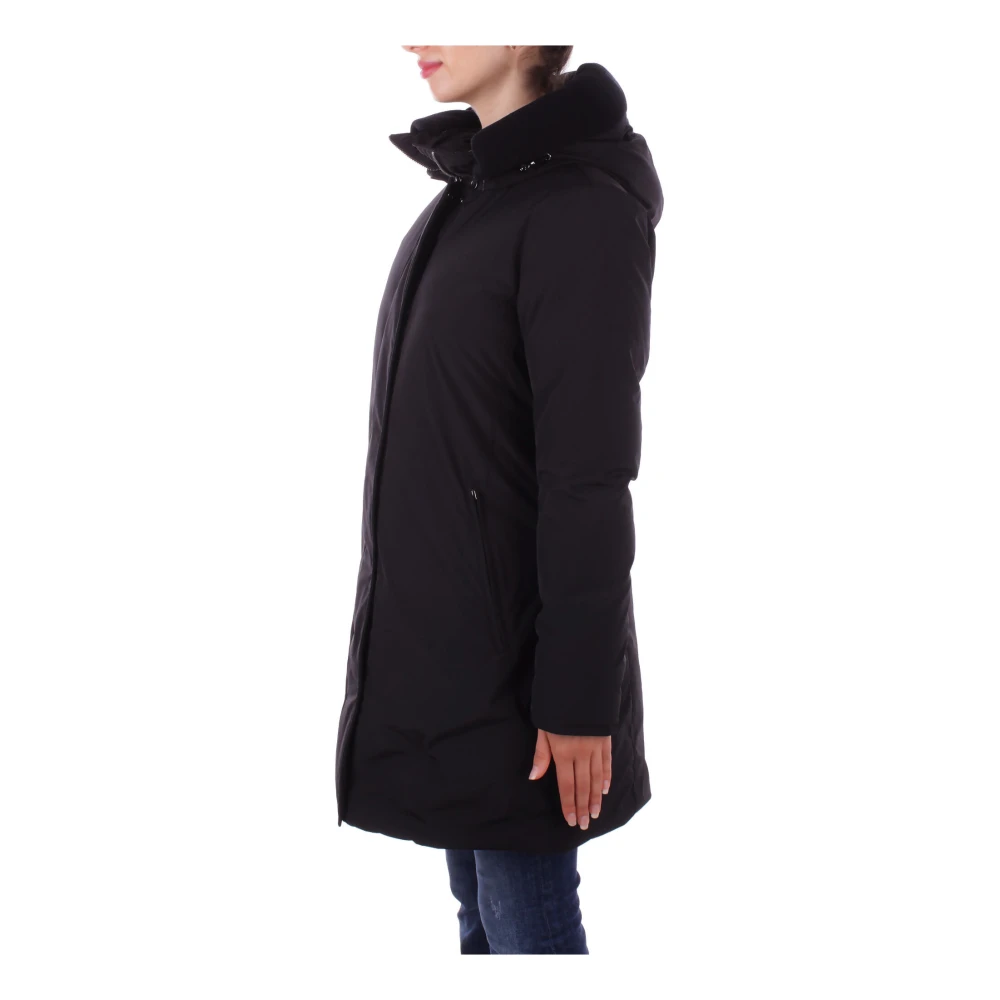 Woolrich Zwarte Jassen met Logokraag Black Dames