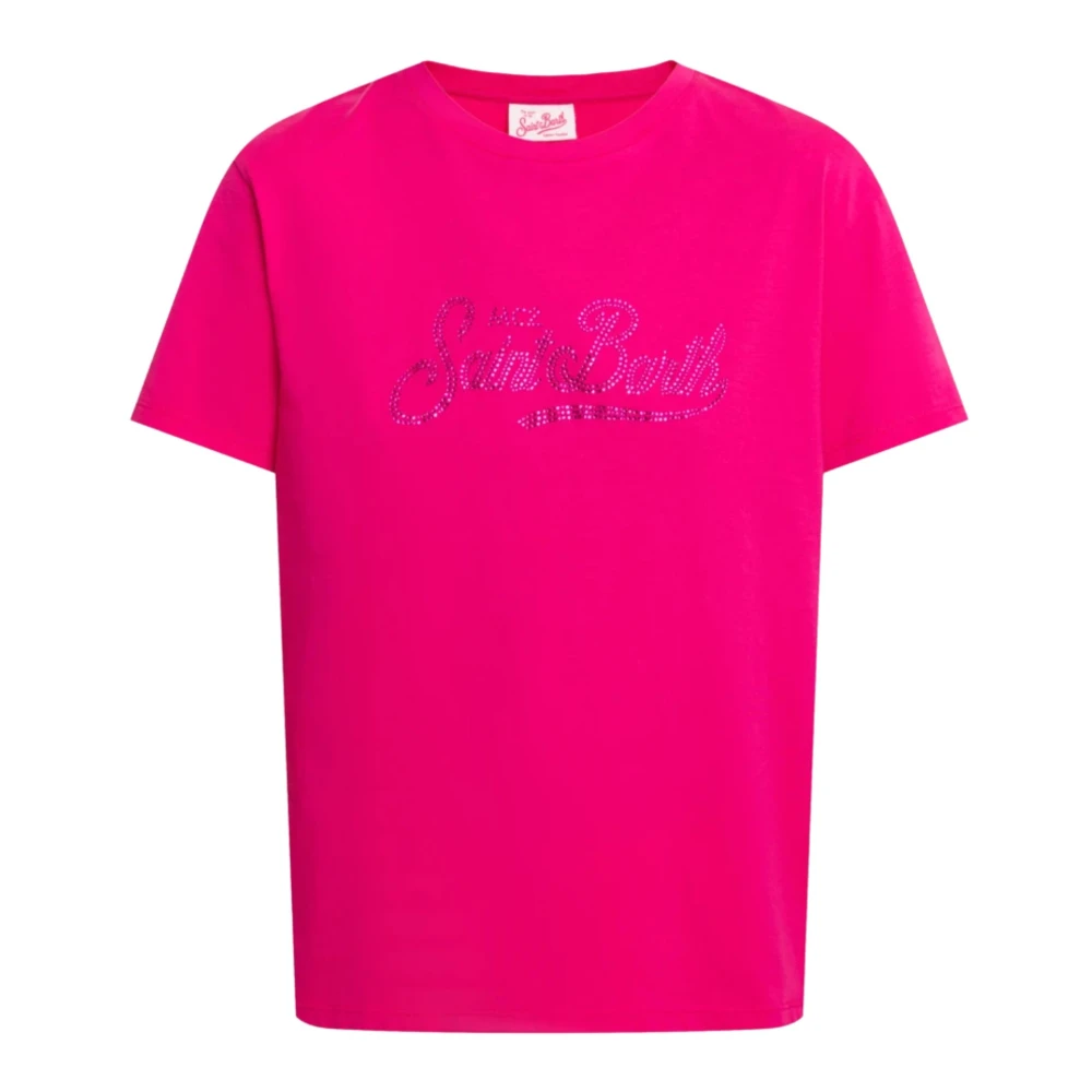 MC2 Saint Barth Fuchsia Kinder T-shirt met Strass Logo Pink Dames
