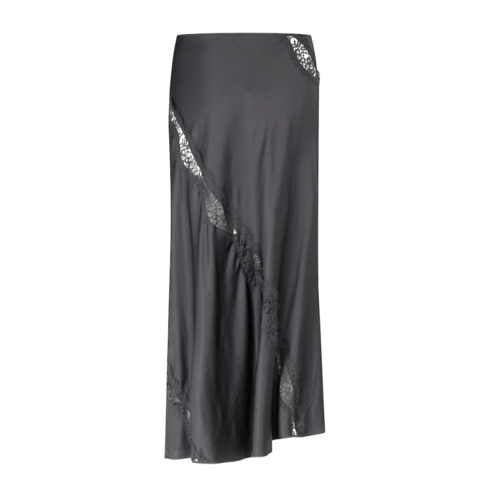 Samsøe Sachic Satijnen Kant Midi Rok Black Dames