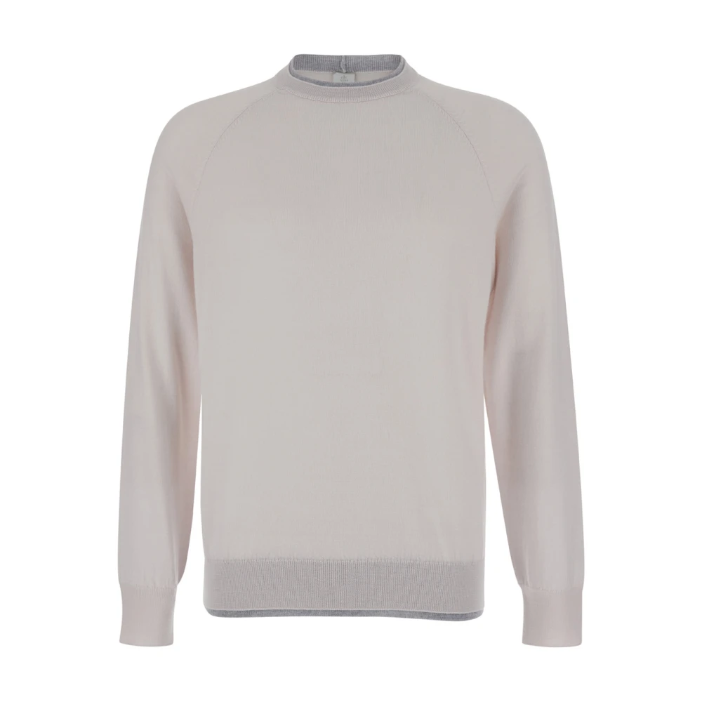 Eleventy Beige Merino Sweater Dubbele Kraag Beige Heren