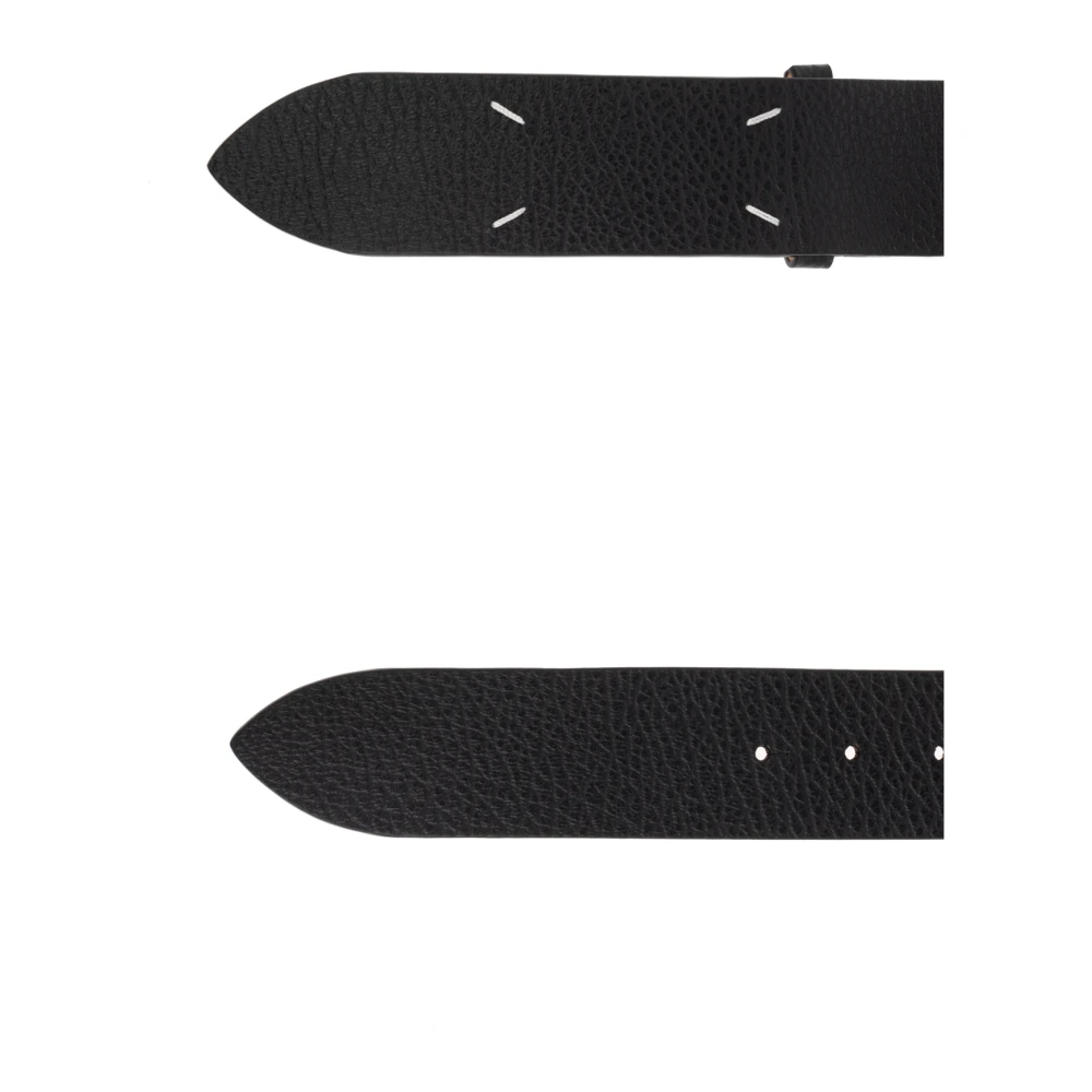 Maison Margiela Leren riem met logo Black Heren