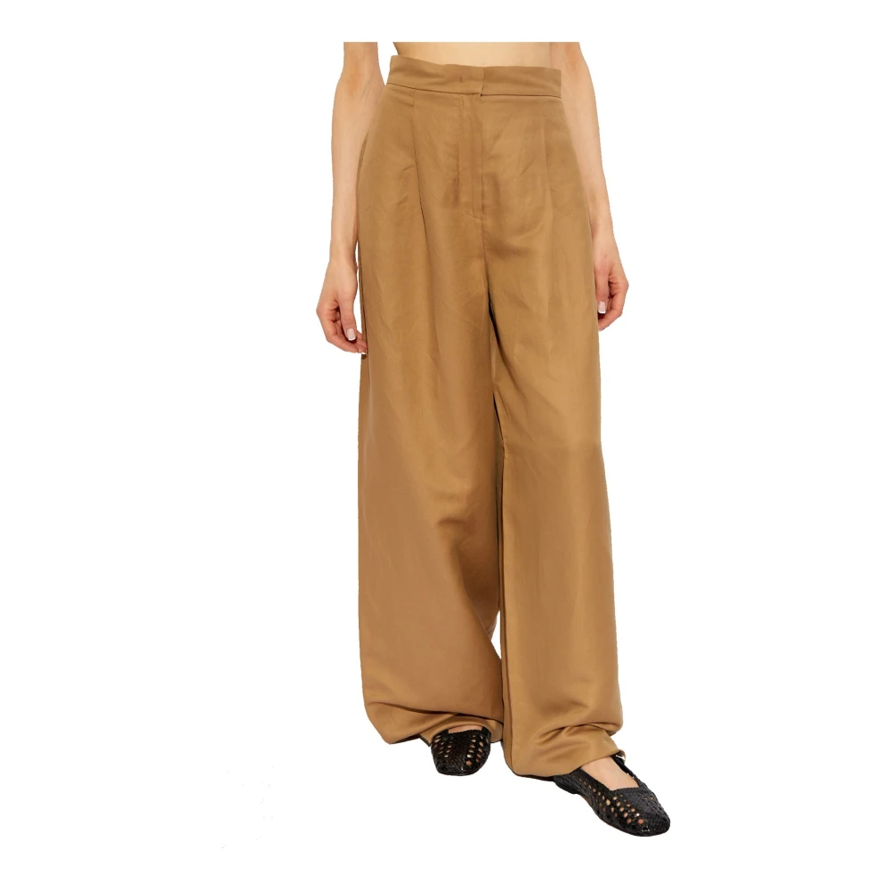 Max Mara Colonia Linnen Zijden Broek Vrouwen Brown Dames