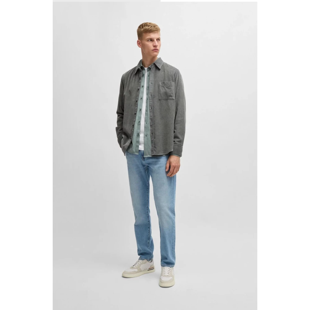 Hugo Boss Moderne Piqué Jersey Overhemd met Spreadkraag Green Heren
