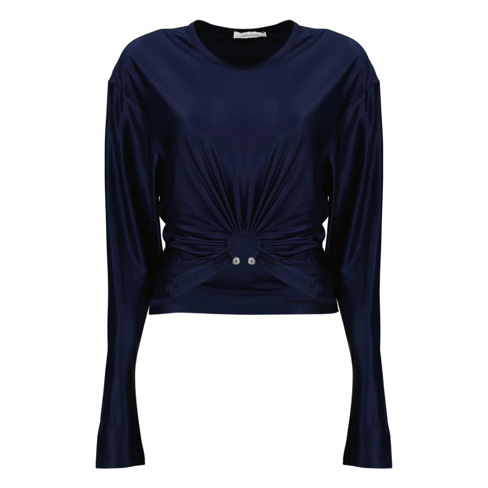 Rabanne Women's Blue Blouses, L, Piercing Detail Crop Top