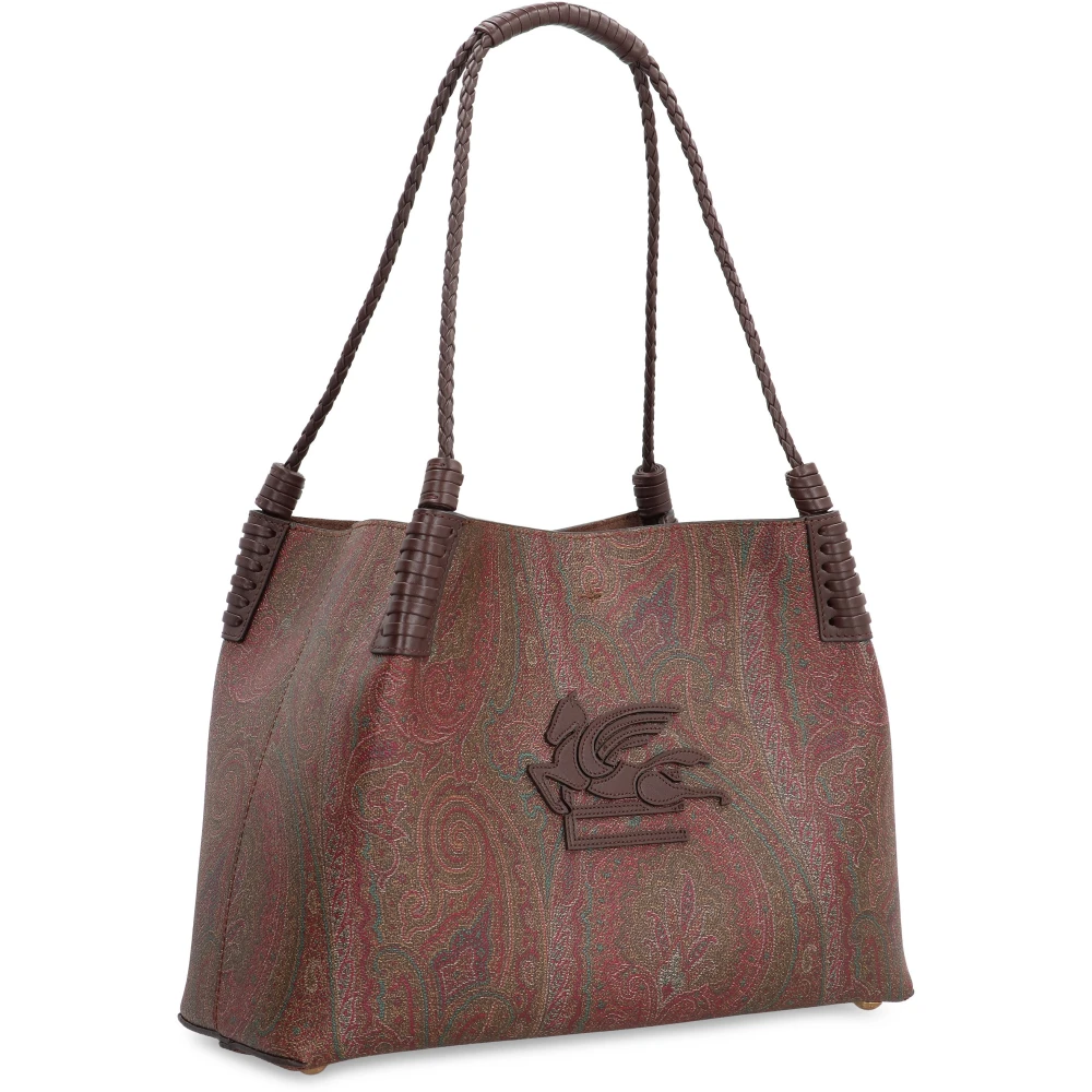 ETRO Paisley Jacquard Tote met Leren Details Brown Dames