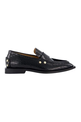 Svarta Croco Loafers för Damer