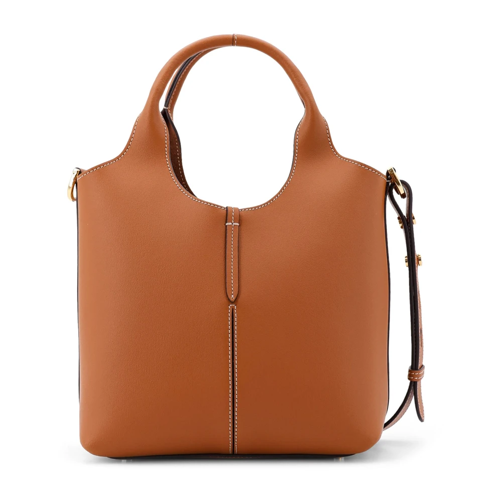 TOD'S Kalfsleren Tas met Logodetail Brown Dames