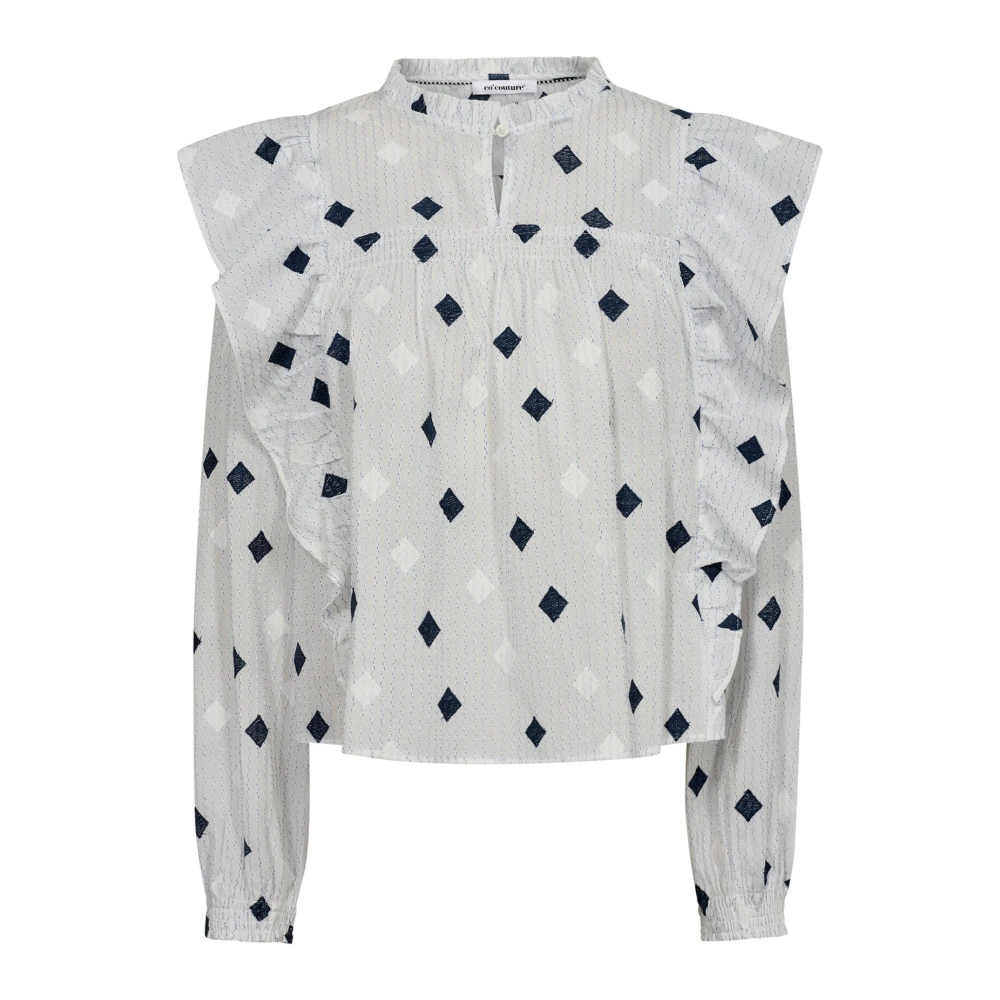 Co'Couture Blouse met Ruches en Diamantborduurwerk Multicolor Dames