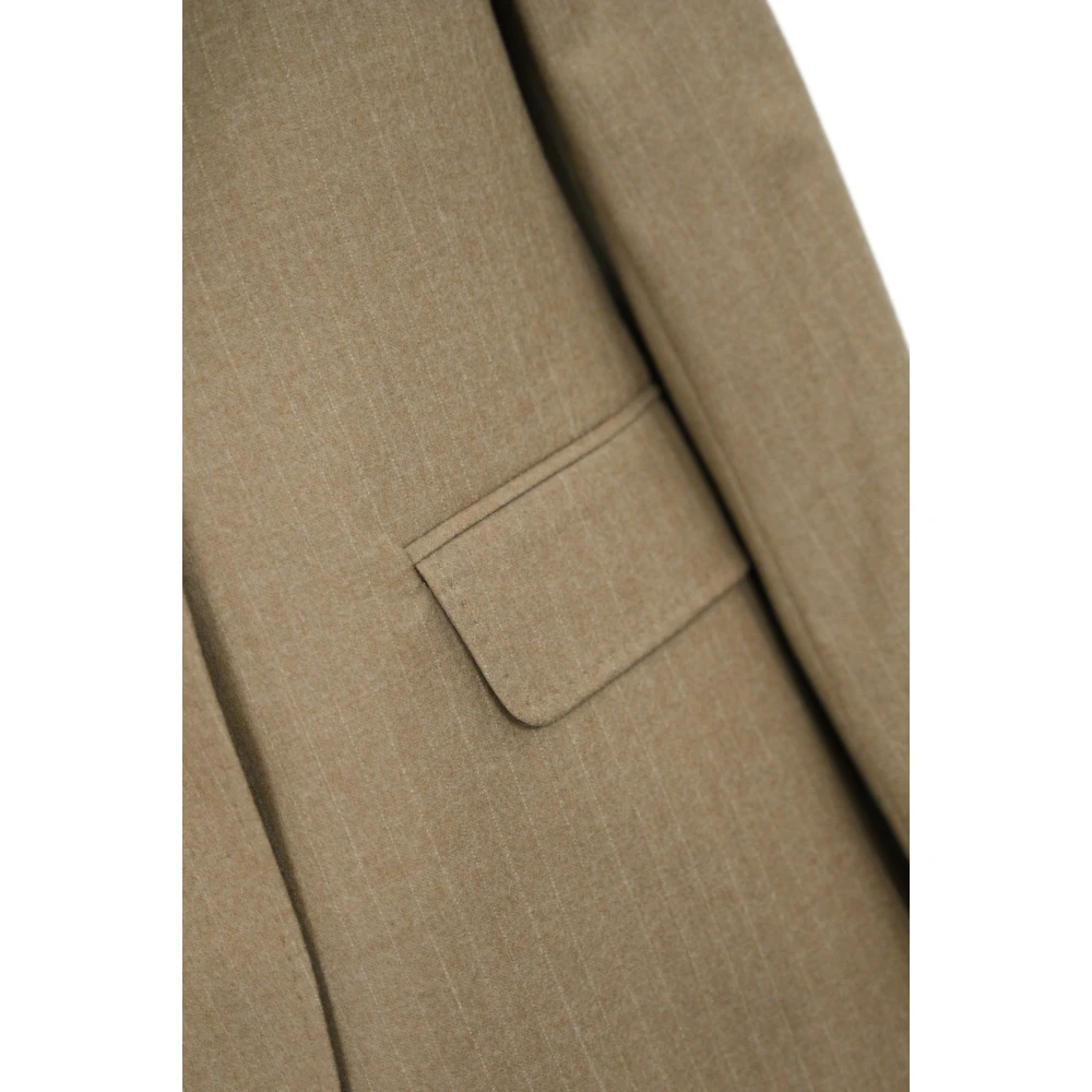 Max Mara Studio Beige Wollen Blazer met Pinstripe Patroon Beige Dames