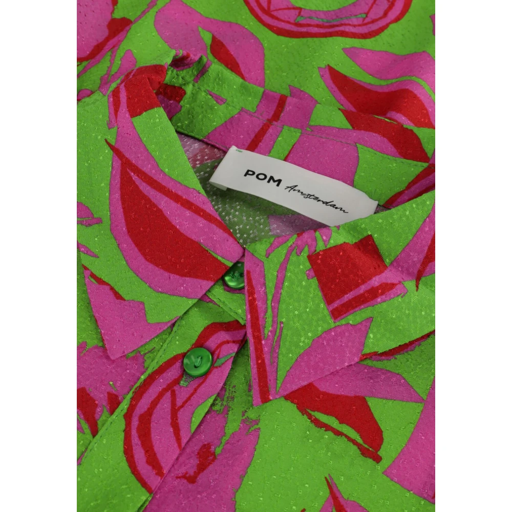 Pom Amsterdam Groen en Roze Midi Jurk Multicolor Dames
