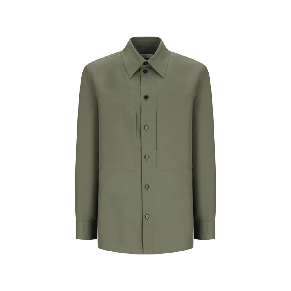 Jil Sander Men's Green Casual Shirts, M, Cotton Shirt Classic Style