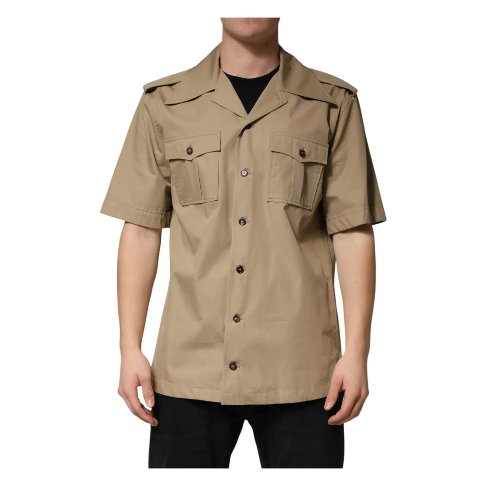 Dolce & Gabbana Pin Up Short Sleeve Casual Shirt - Male - Short Sleeve Shirts - Brown - M - Shirts