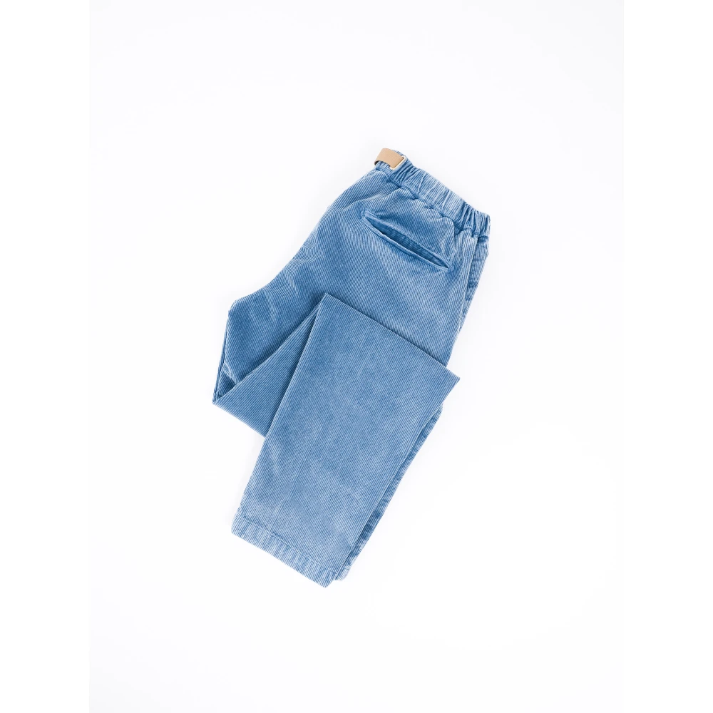 White Sand Faded Corduroy Tapered Fit Broek Blue Dames