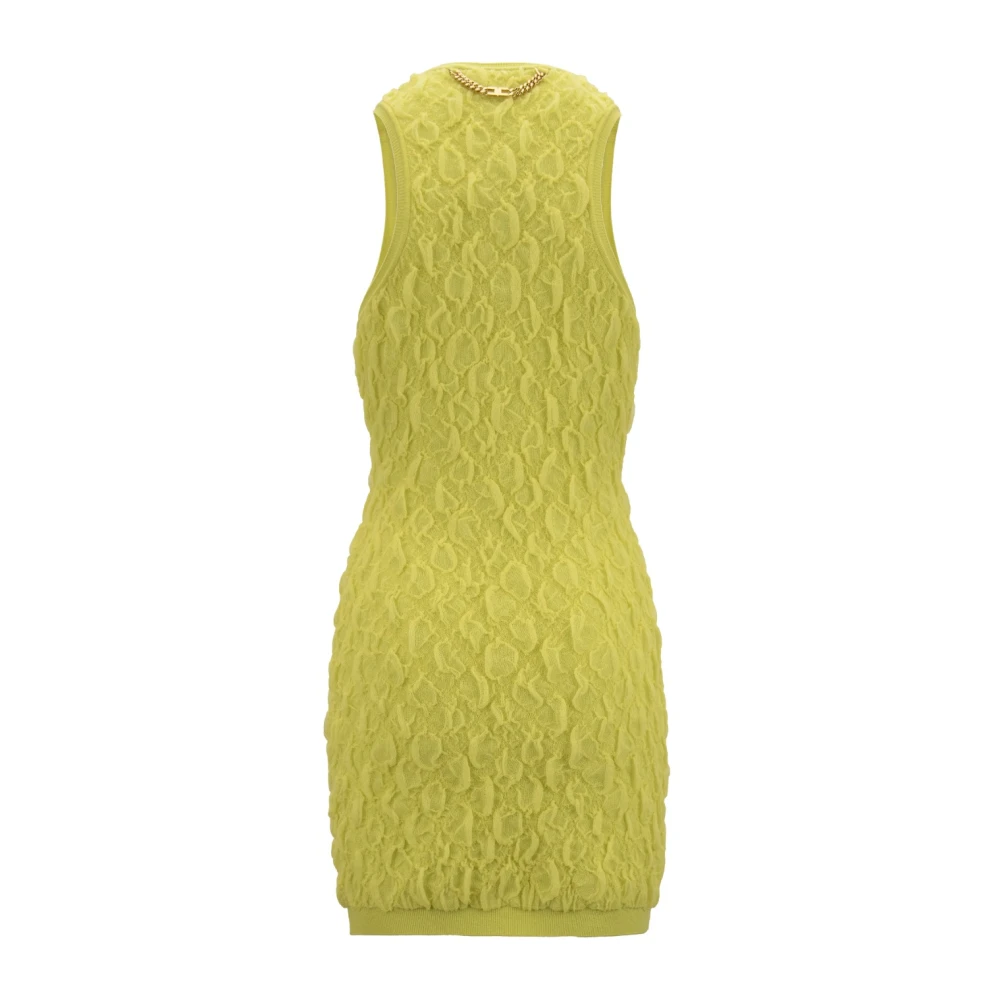 Elisabetta Franchi Korte Mouw Gebreide Jurk Yellow Dames