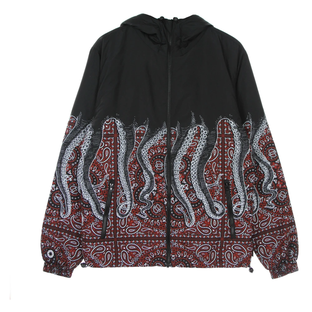 Octopus Zwarte Bandana Windbreaker Jas Multicolor Heren