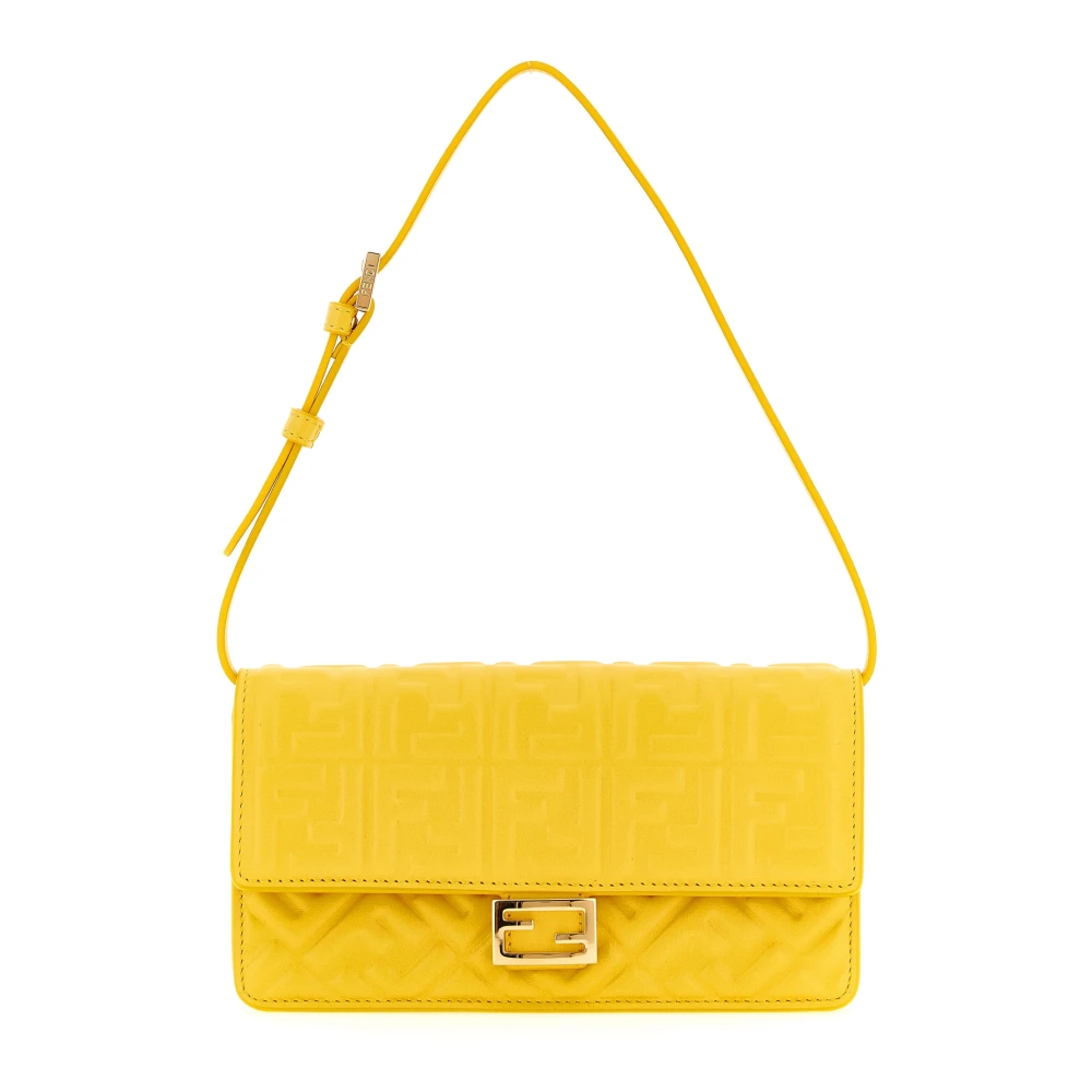 Fendi Women's Yellow Shoulder Bags, One Size, Wallet On Chain Baguette
