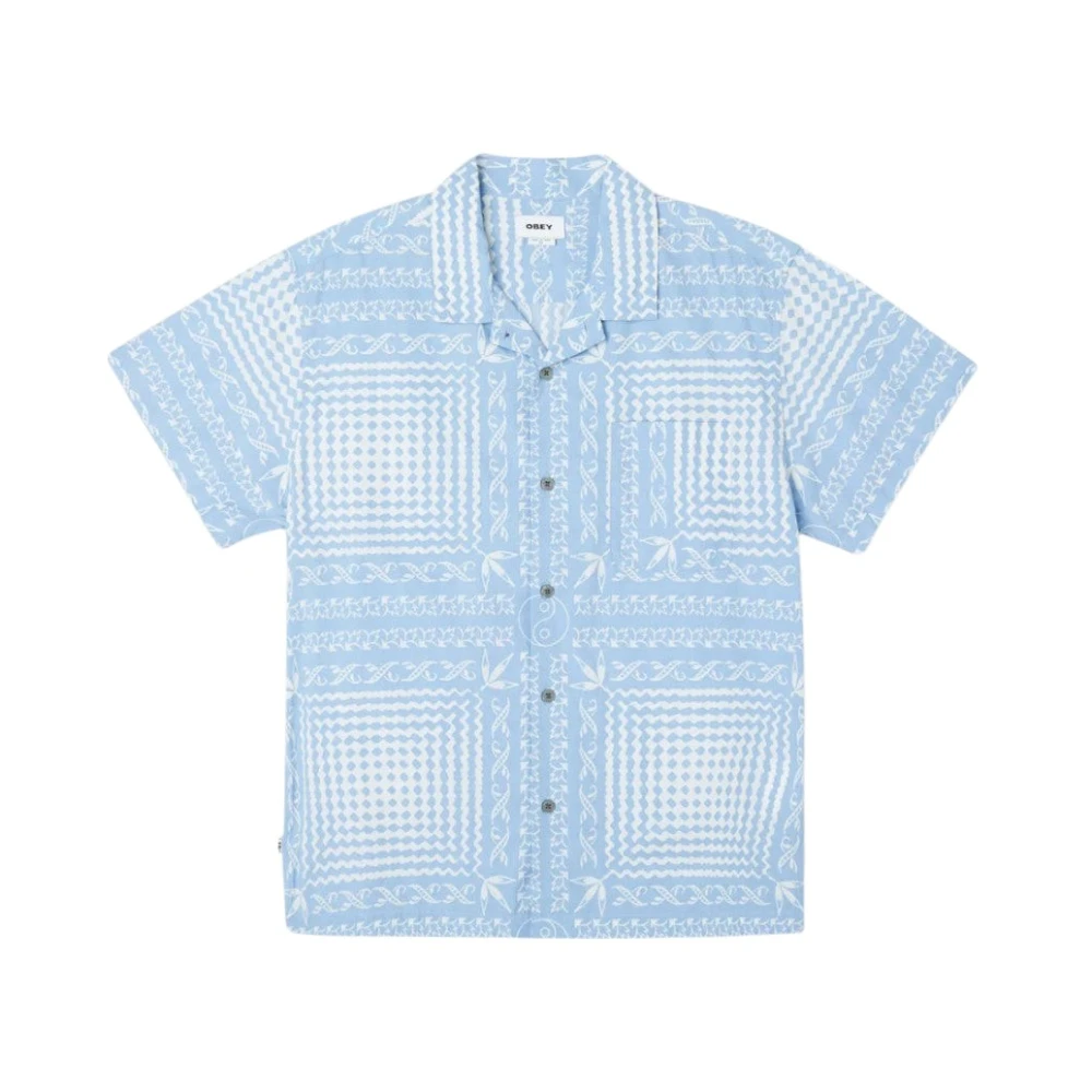 Obey Premium Cortex SS Overhemd met Viscose Stof Blue Heren