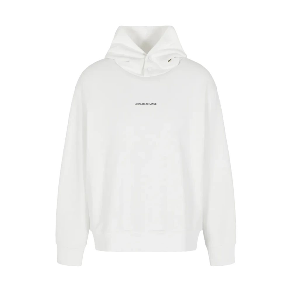 Armani Exchange Men's White Hooded Sweatshirt French Terry Aw24