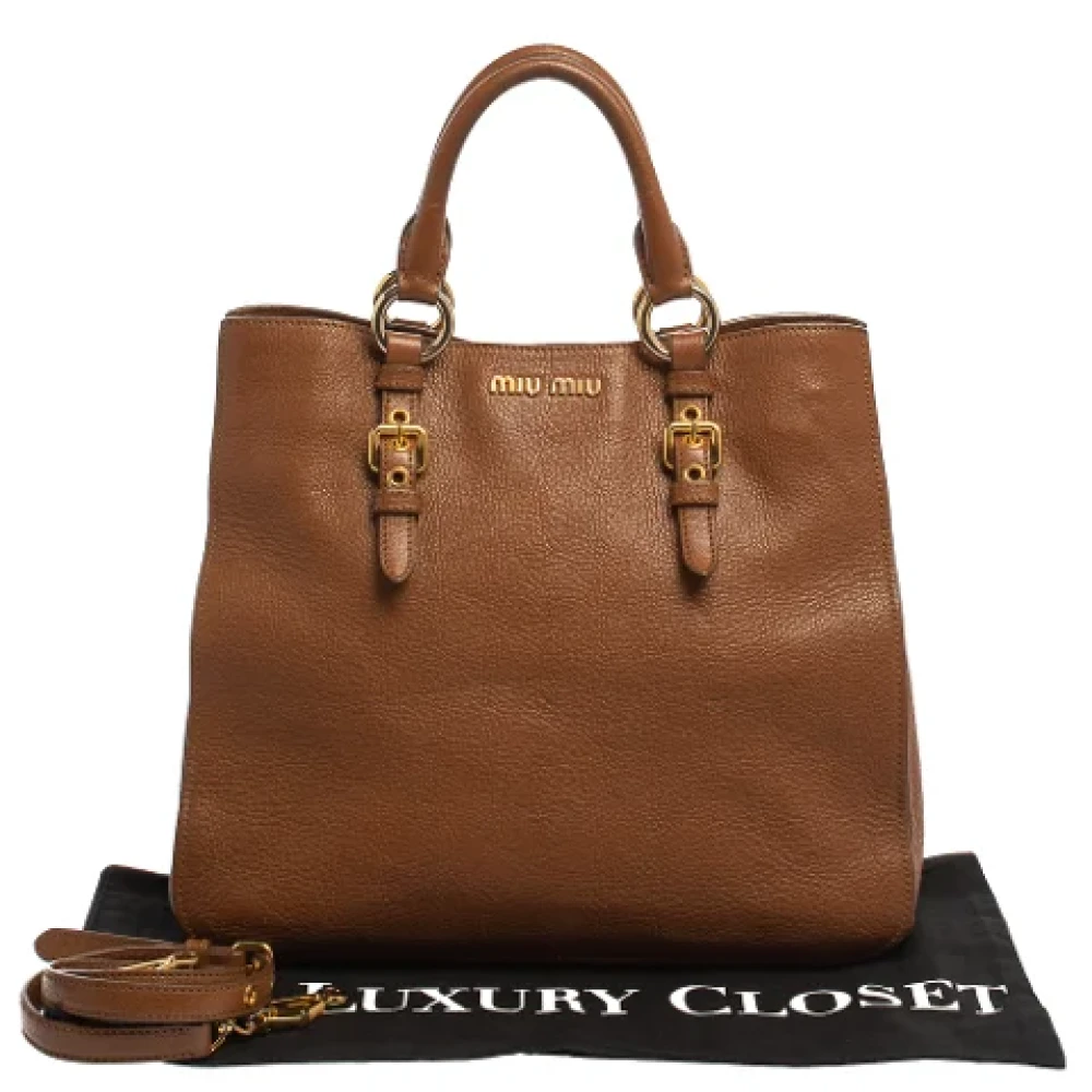Miu Pre-owned Leather totes Brown Dames