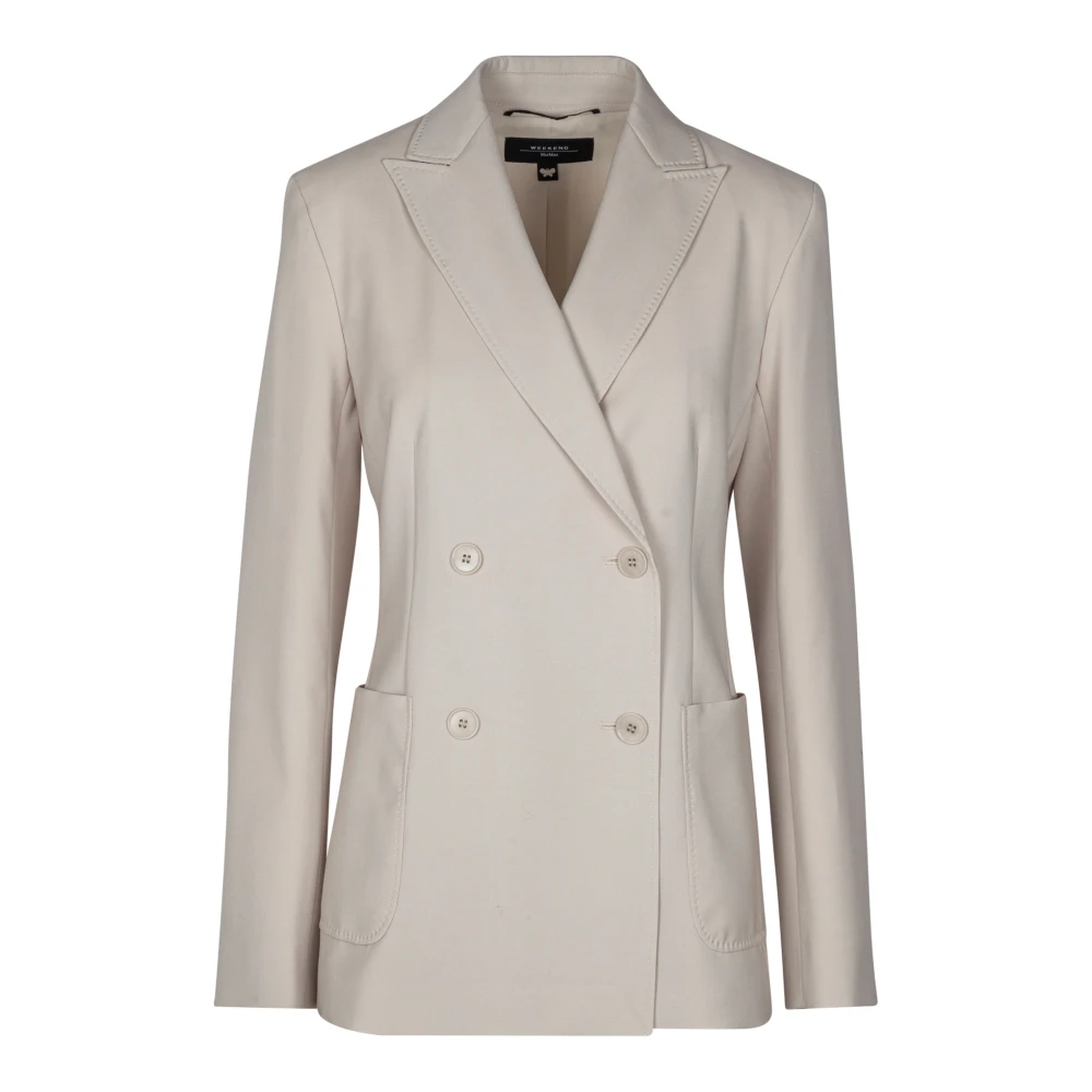 Max Mara Weekend Dubbelbreasted wollen blazer met reverskraag Beige Dames