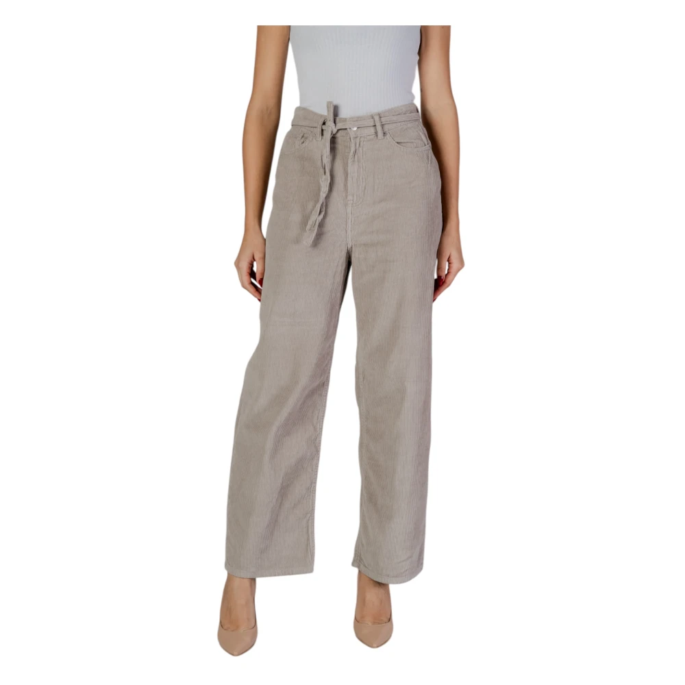 Only Beige Corduroy Lace-Up Broek Beige Dames