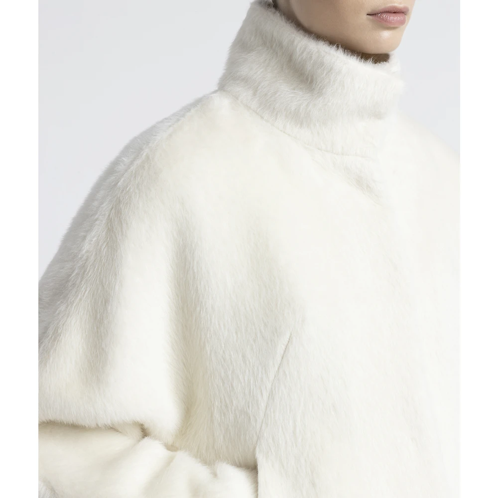 PESERICO Alpaca en wollen double-breasted jas White Dames