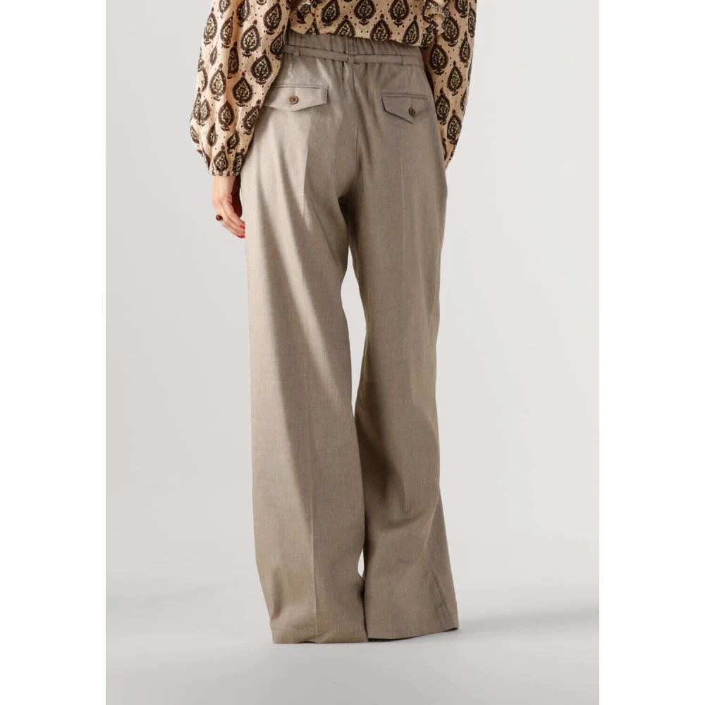 Summum Woman Wijde Linnen Twill Broek Beige Dames