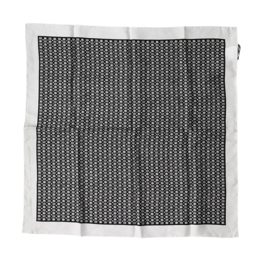 Dolce & Gabbana Men's Black Silk Scarves, One Size, Patterned Square Foulard Scarf