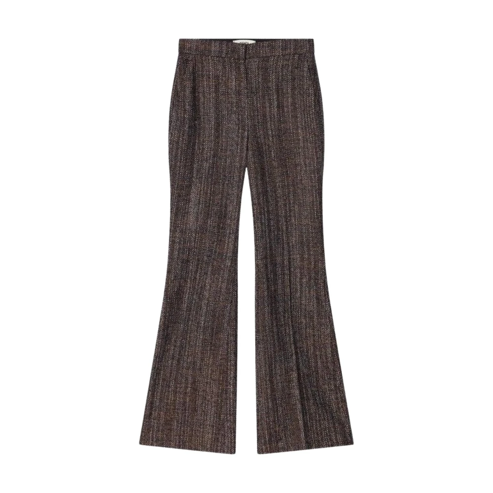 Fendi Women's Brown Flared Trousers In Textured Fabric - Wide Trousers - S - Trousers