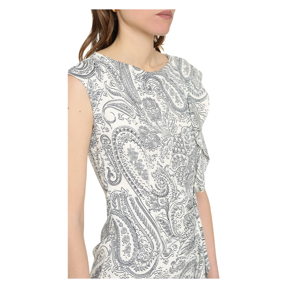 ETRO Viscose Jurk met Paisley Print White Dames