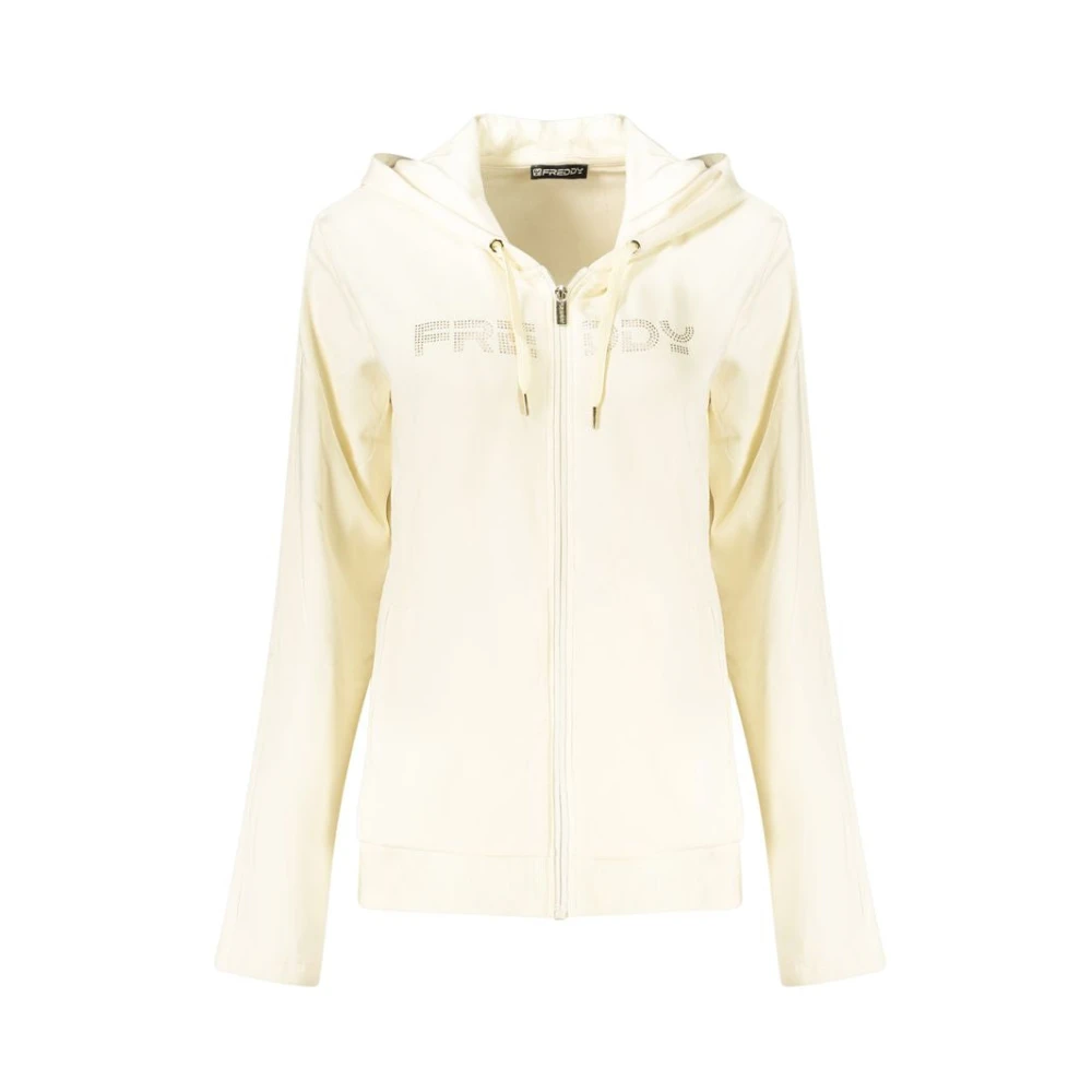 Freddy Women's White Zip-Throughs, L, Cotton Sweatshirt