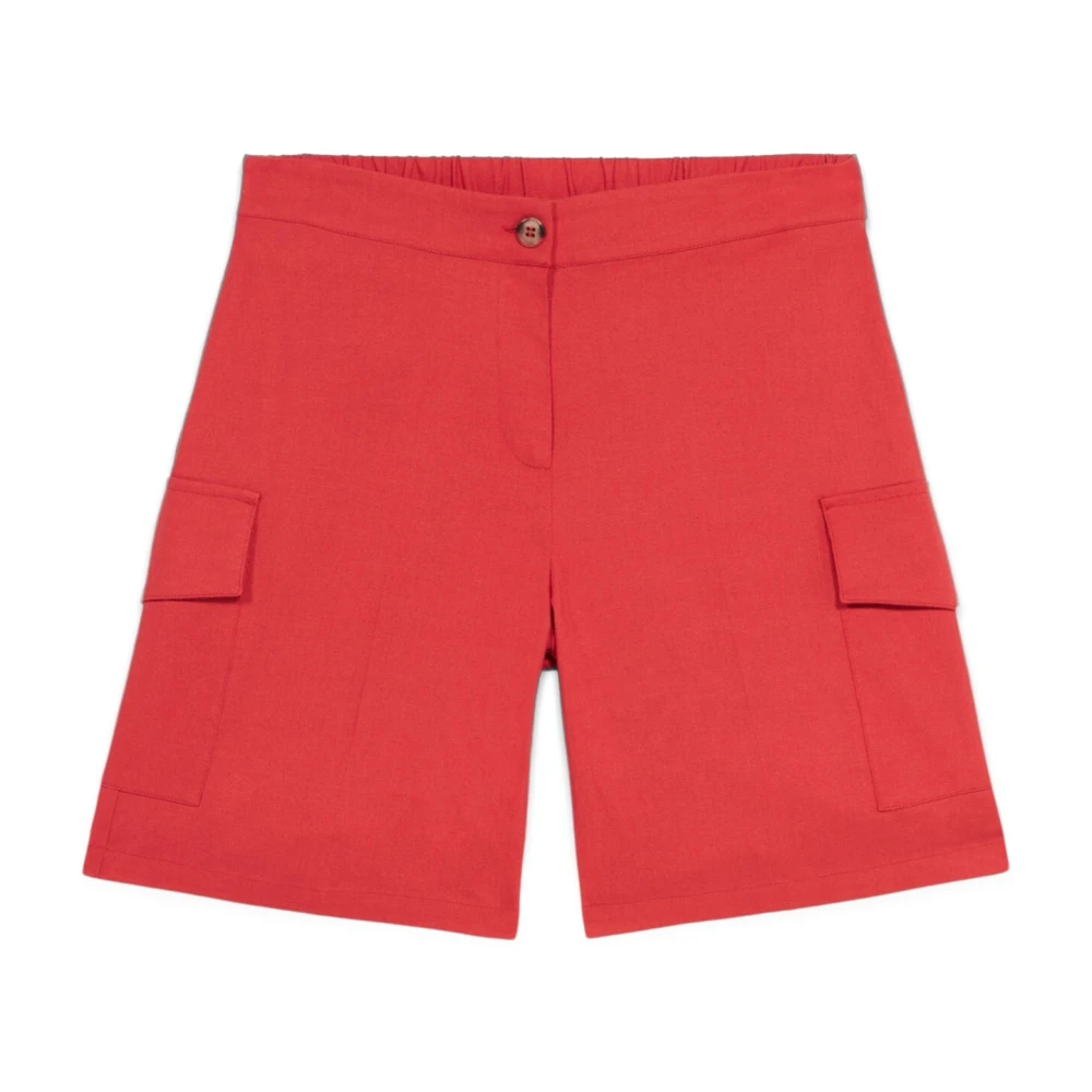 Oltre Linnen Cargo Shorts Red Dames