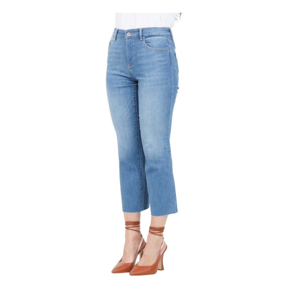 Only Lichtblauwe Cropped Jeans met Rafelrand Blue Dames
