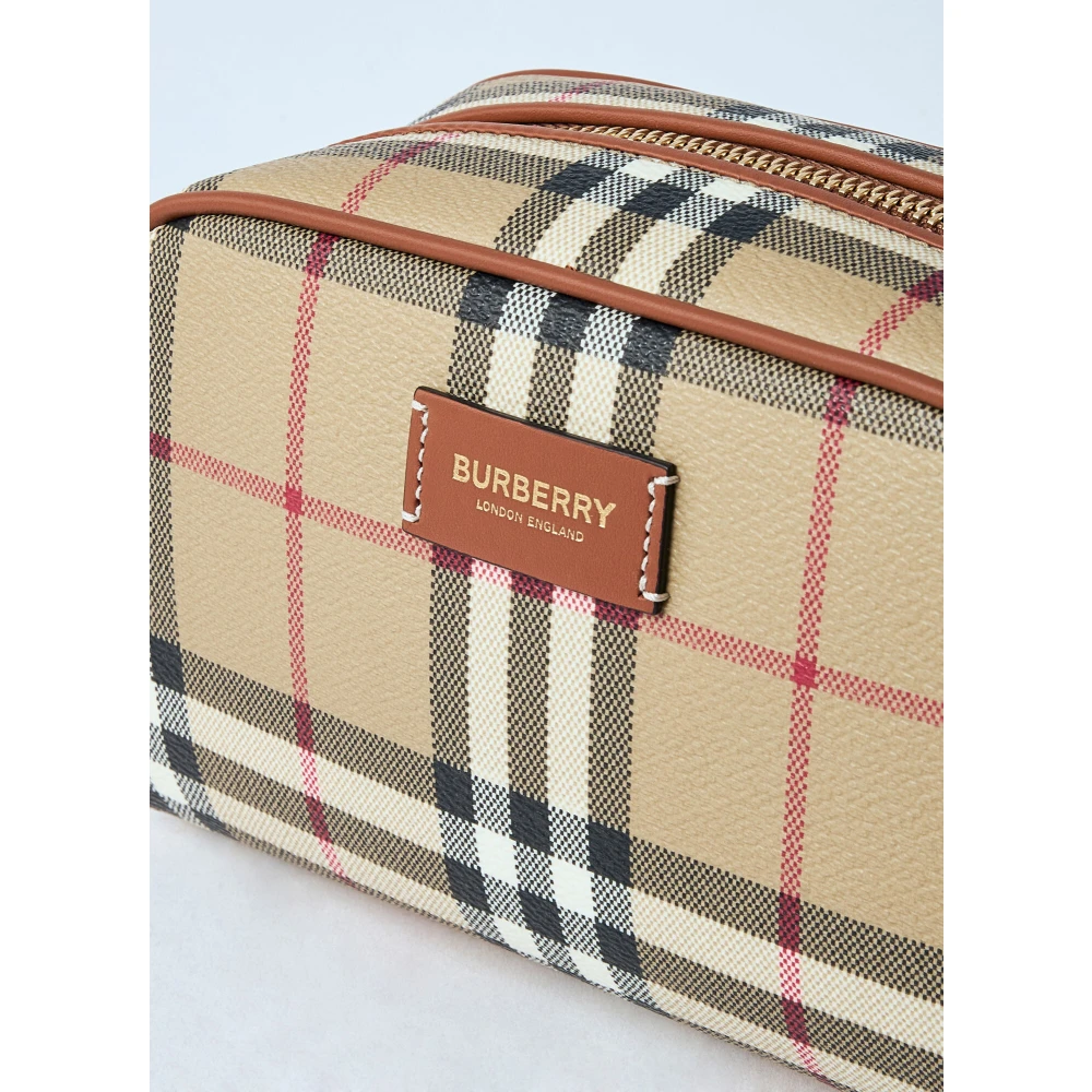 Burberry Geruite Reispouch Beige Dames