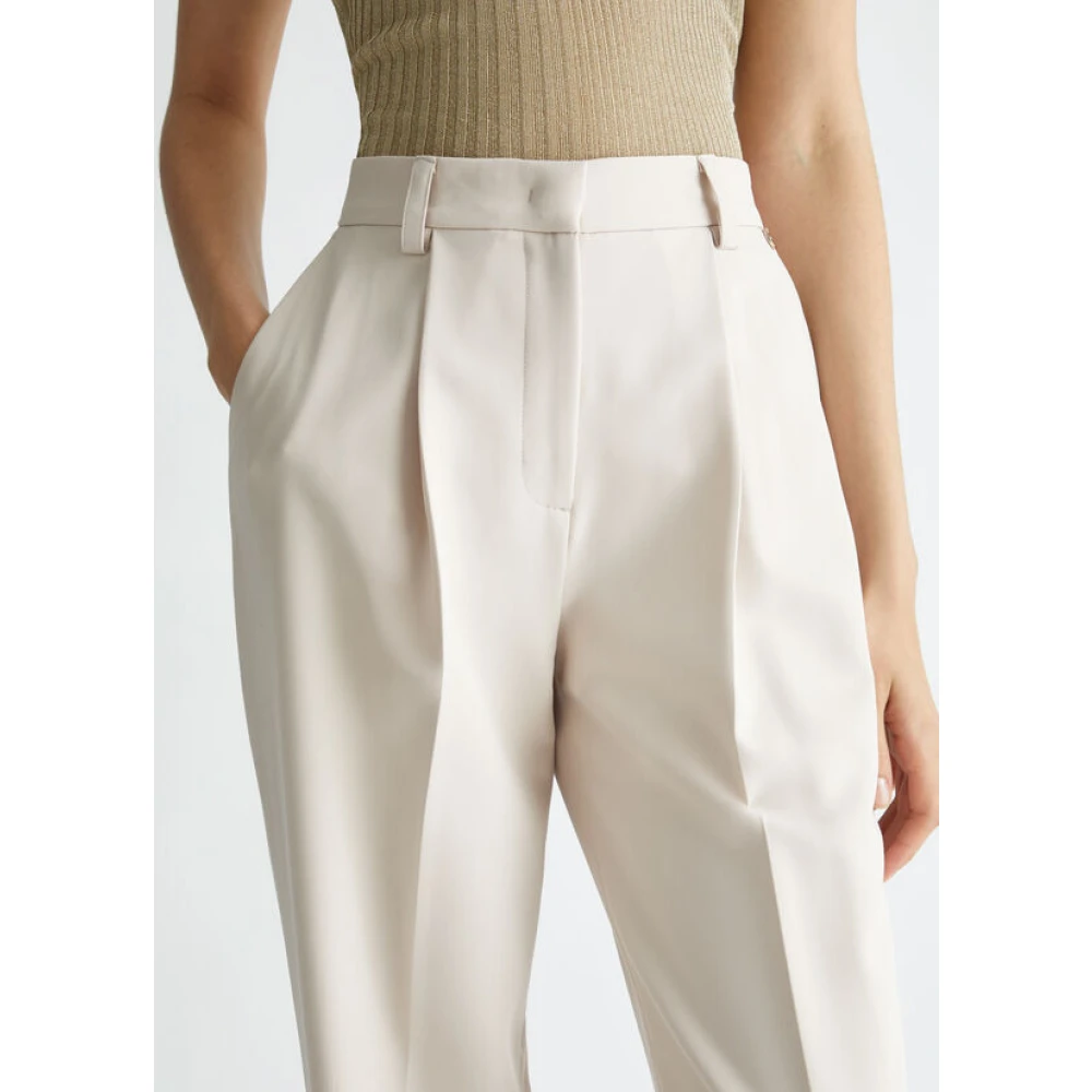 Liu Jo Wijde Pijp Stretch Stof Broek White Dames
