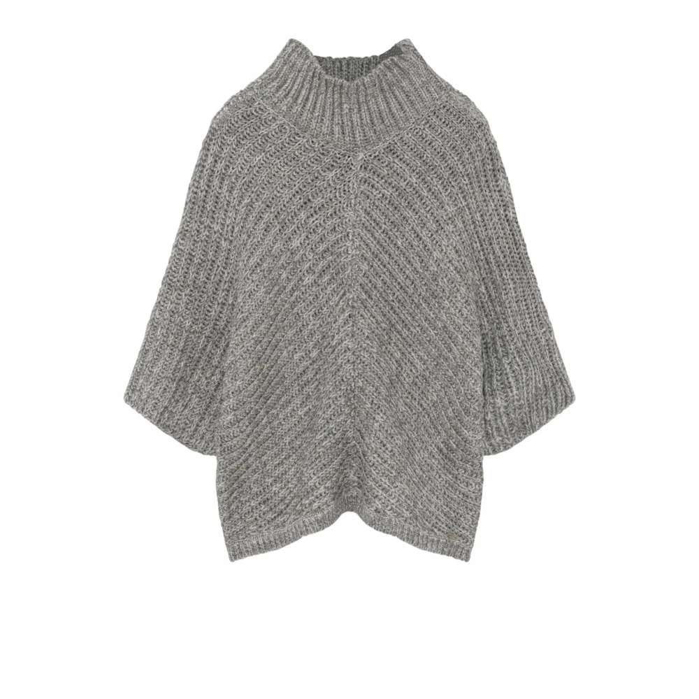 Gustav Roll Neck Cape Knit Gray Dames