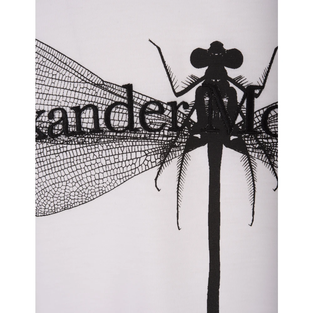 alexander mcqueen Dragonfly Print Crew-neck T-shirt Wit White Heren