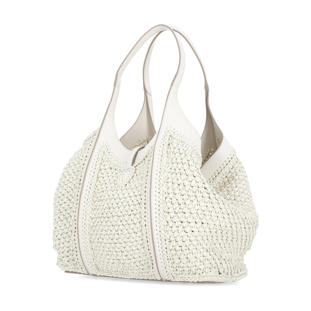 TOD'S Raffia Winkelmandje met Pochette Beige Dames