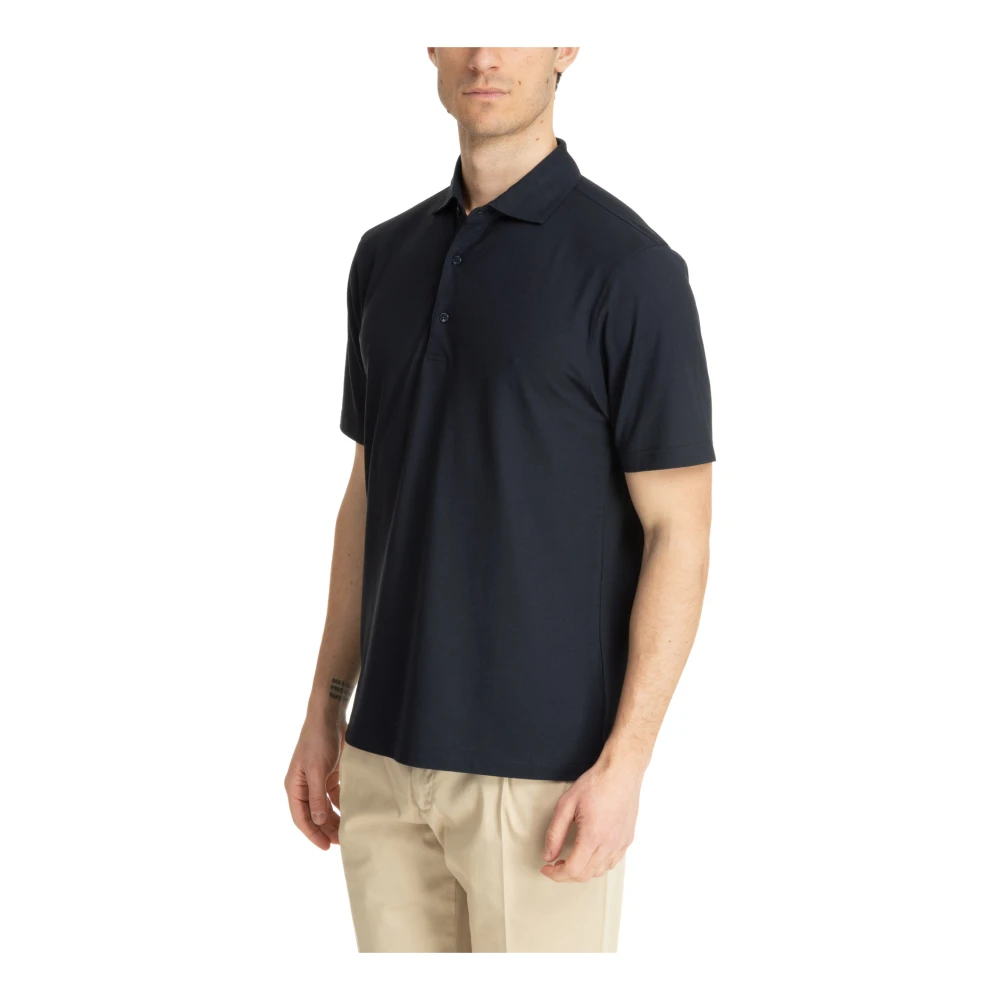 Lardini Effen Polo Shirt met 3 Knopen Blue Heren