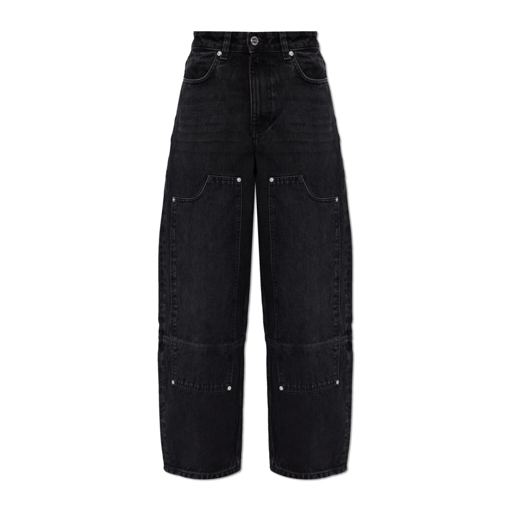 Ganni Cargo Jeans - Female - Loose Fit Jeans - Black - W27 L33 - Jeans