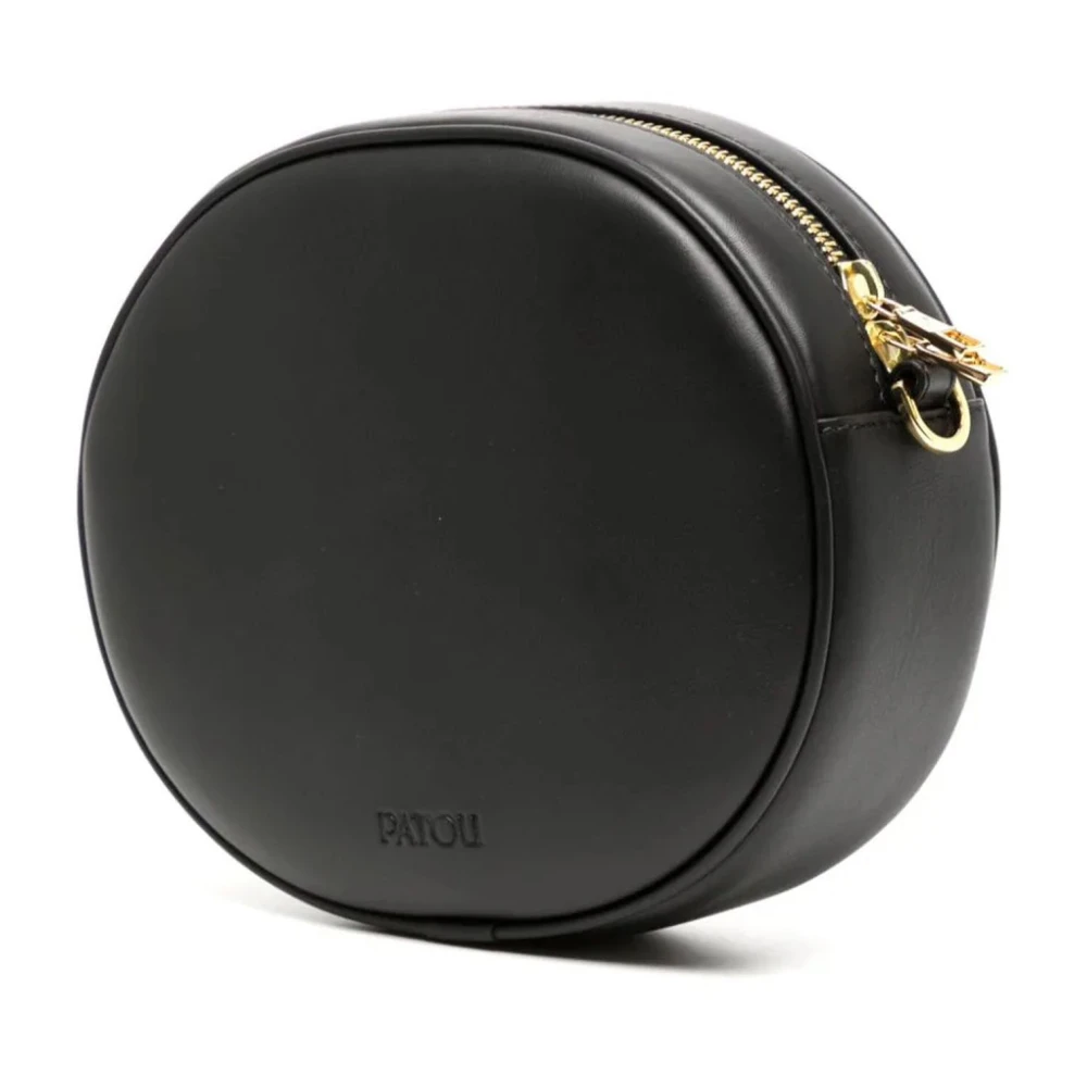 Patou Zwarte Leren Crossbody Tas met 3D Monogram Detailing Black Dames