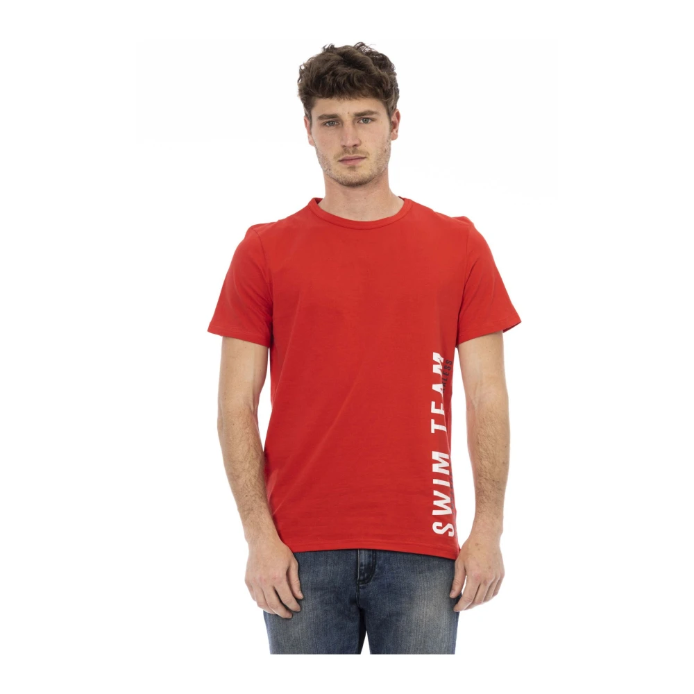 Bikkembergs Men's Red T-Shirts, S, Front Print T-Shirt Beachwear