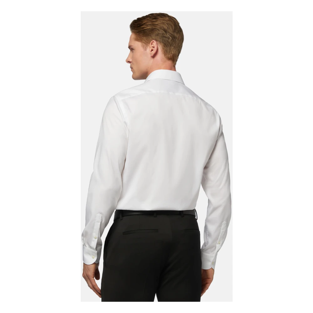 Boggi Milano Slim Fit Wit Pinpoint Katoenen Overhemd White Heren