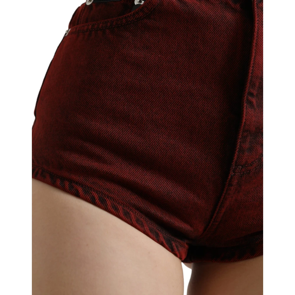 Dolce & Gabbana Rode Hoge Taille Denim Hot Pants Shorts Red Dames