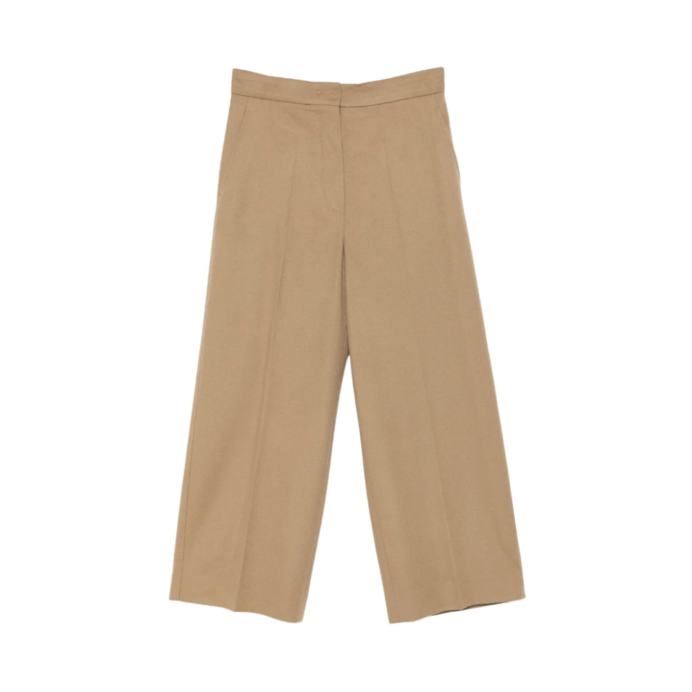 Max Mara Wijde Pijp Wollen Broek Burano Stijl Brown Dames