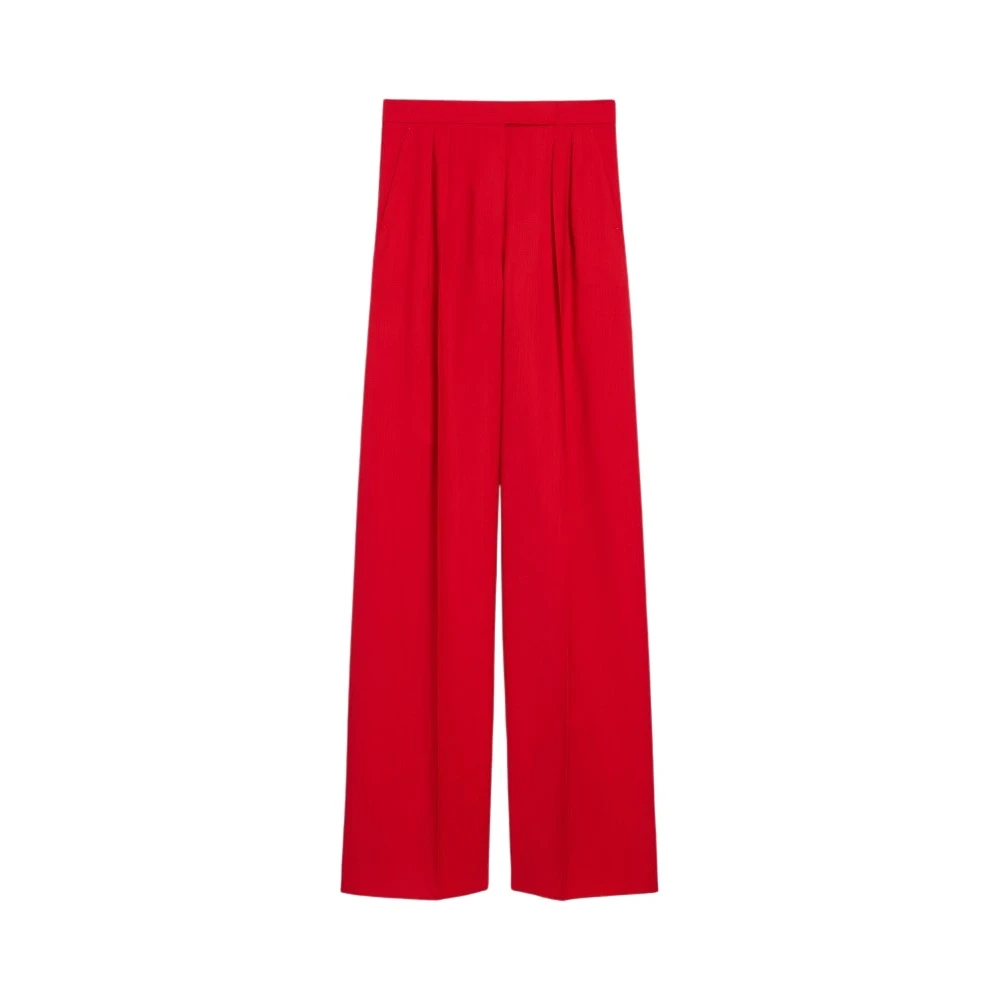 Max Mara Rode wollen wijde broek Red Dames