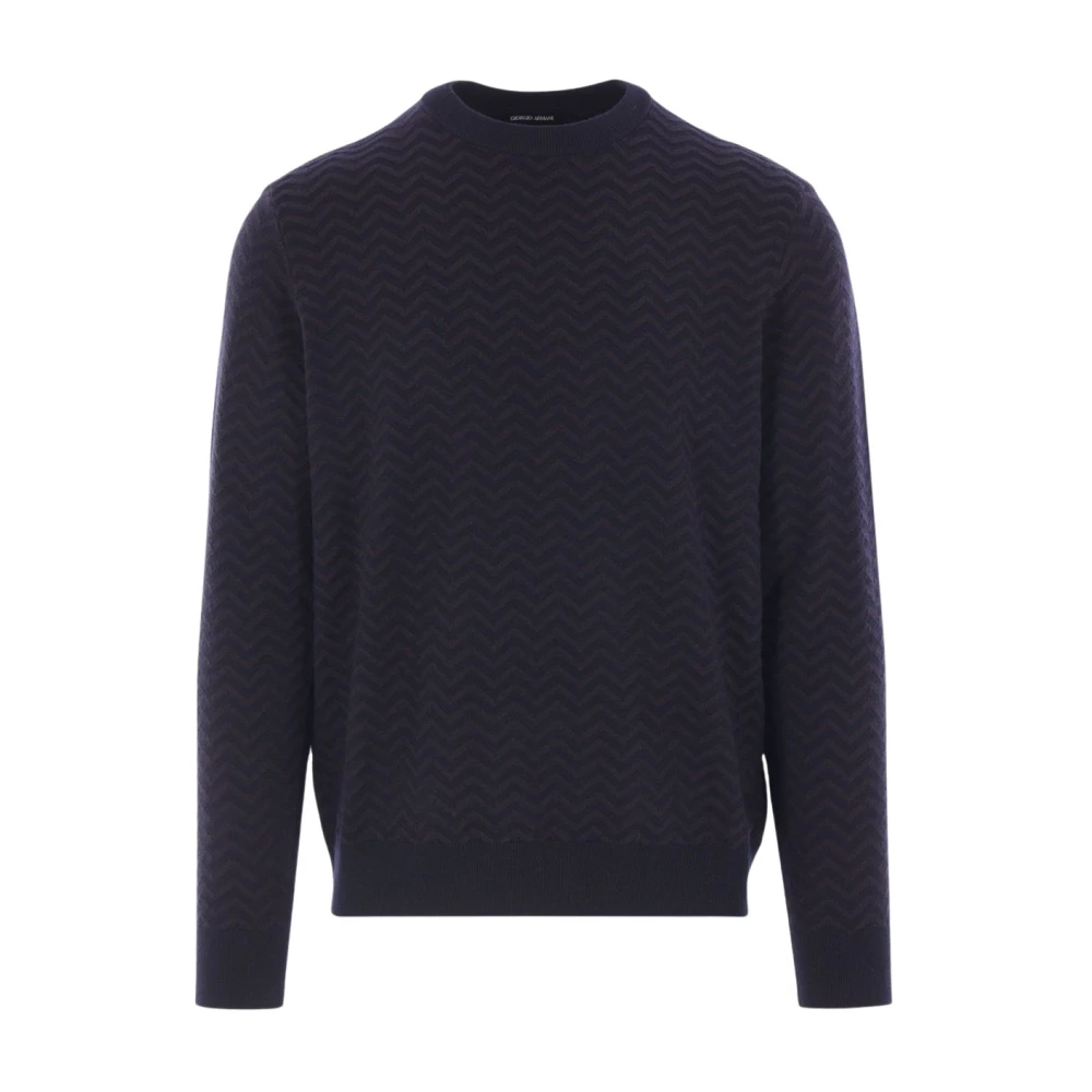 Giorgio Armani Men's Blue Round-Neck Knitwear, M, Crewneck Jumper